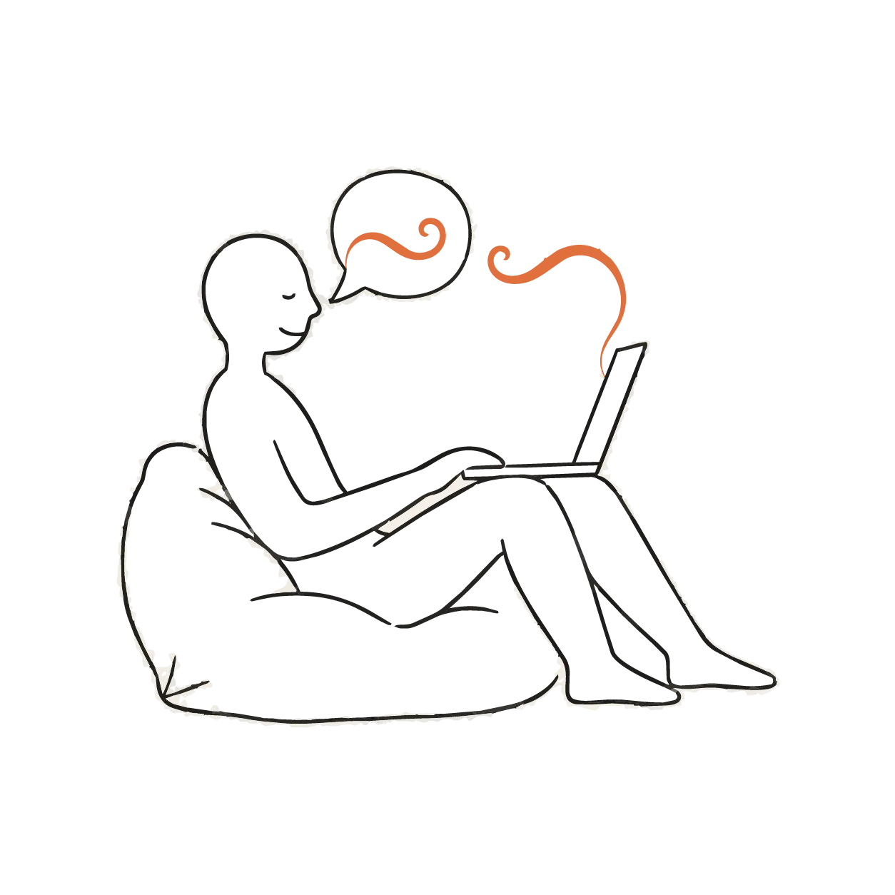 Hand-drawn illustration of two people reading together